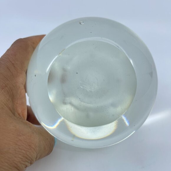 vintage clear glass orb paperweight with splash bubble design - Picture 6 of 6
